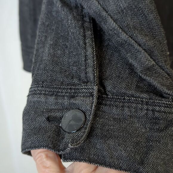 Chico's Black Denim Jacket with Rhinestones and Studs Size 3 - Picture 8 of 8